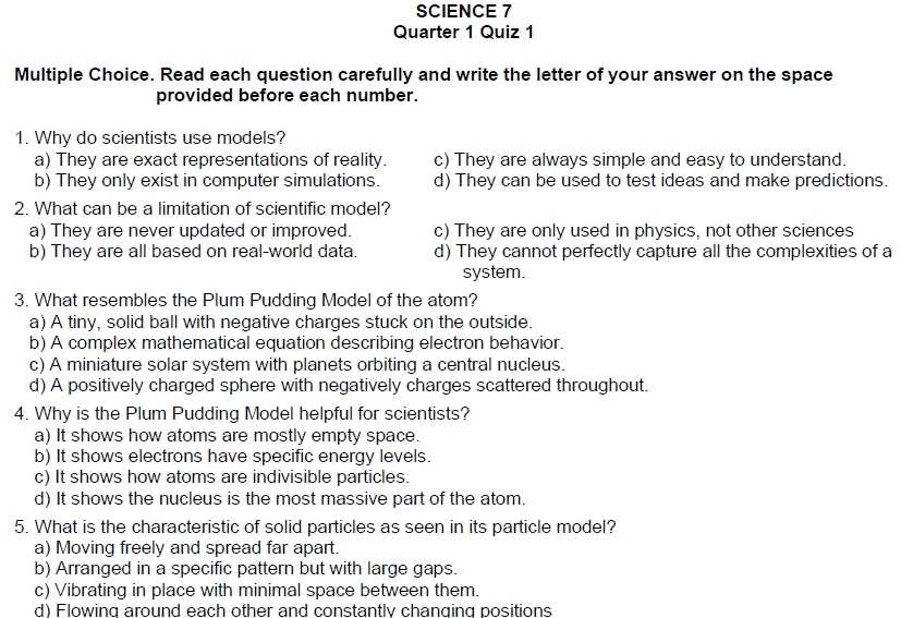 physical science final exam multiple choice