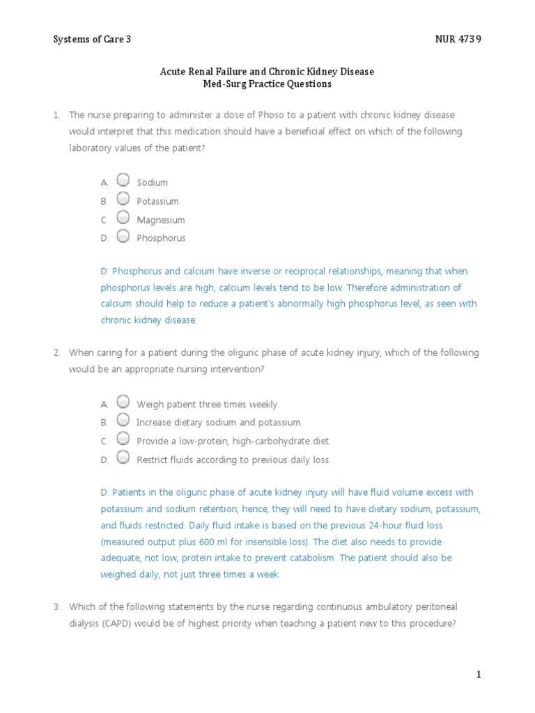 renal exam questions and answers