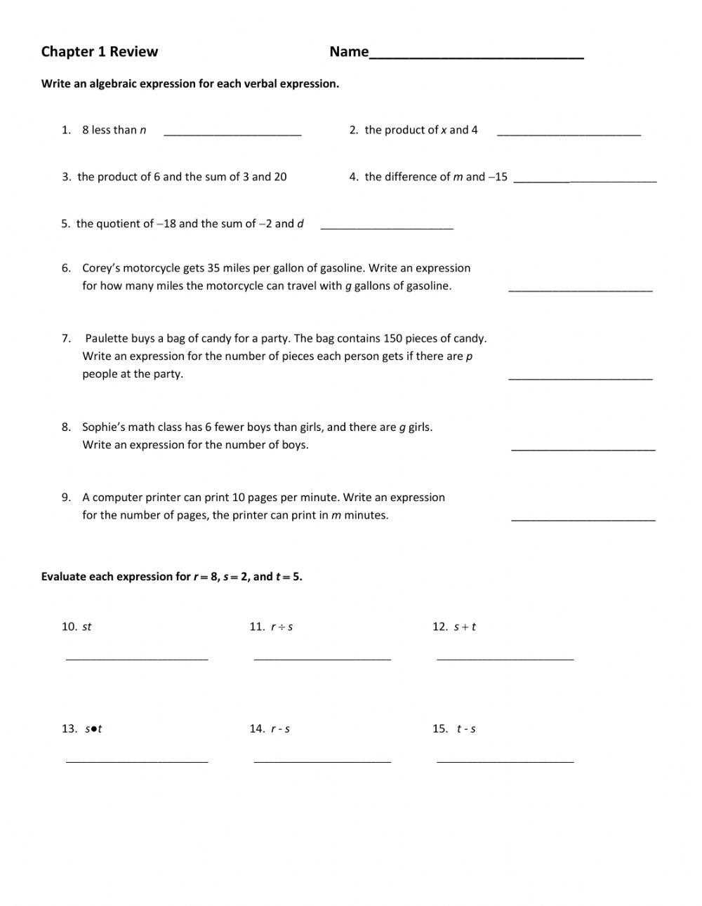 biology chapter 1 review answer key