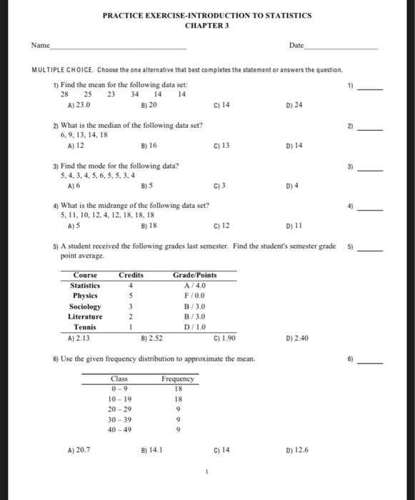 statistics exam 3 answers