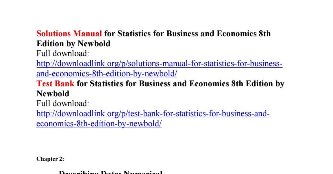 statistics for business and economics 8th edition answer key