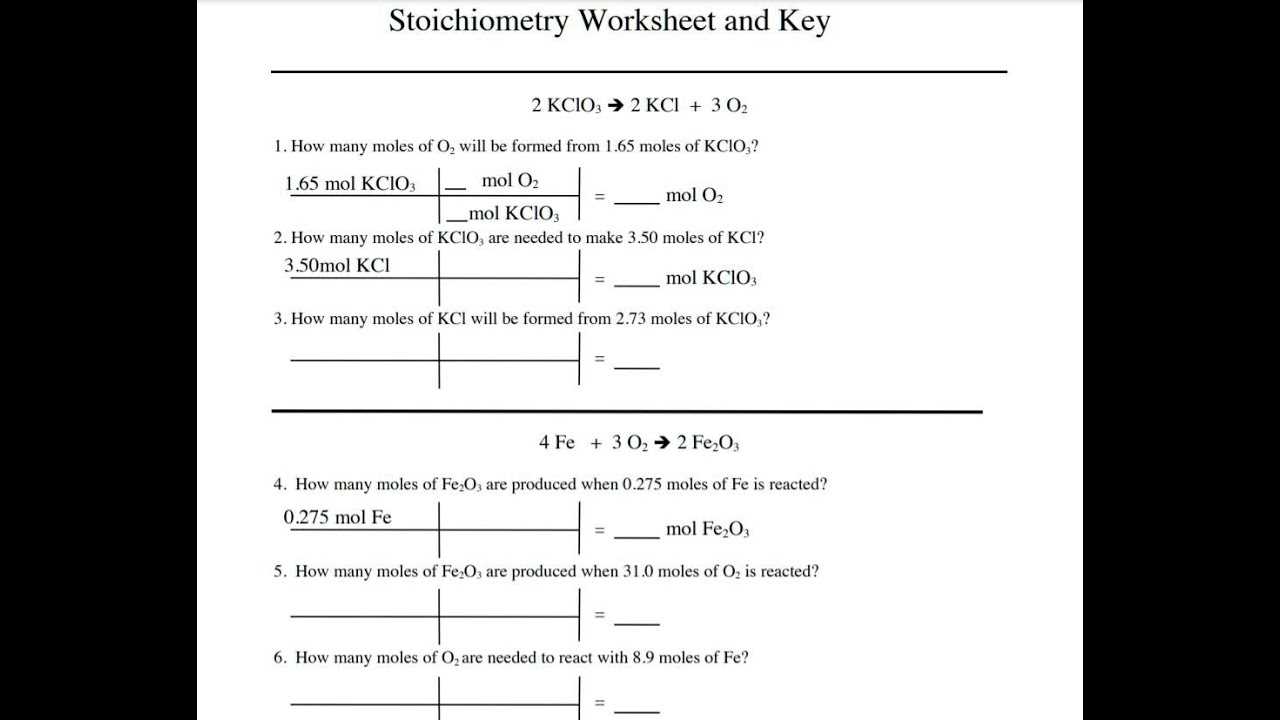 stoichiometry exam answer key