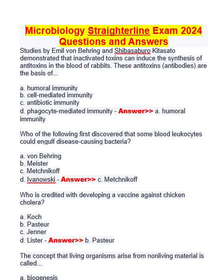 straighterline microbiology final exam answers