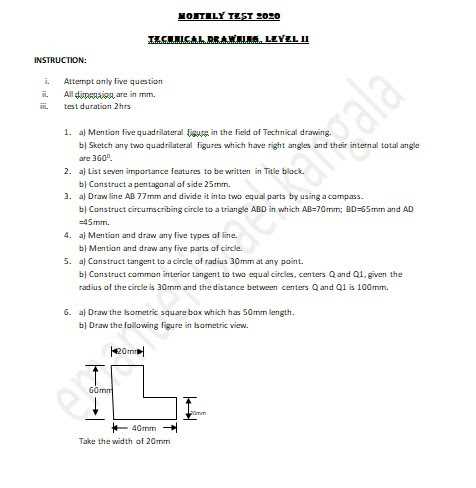 technical drawing exam questions and answers