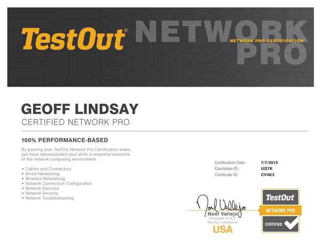 testout it fundamentals pro certification exam answers