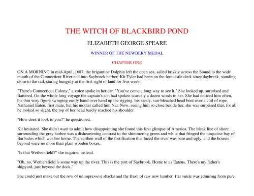 the witch of blackbird pond answers