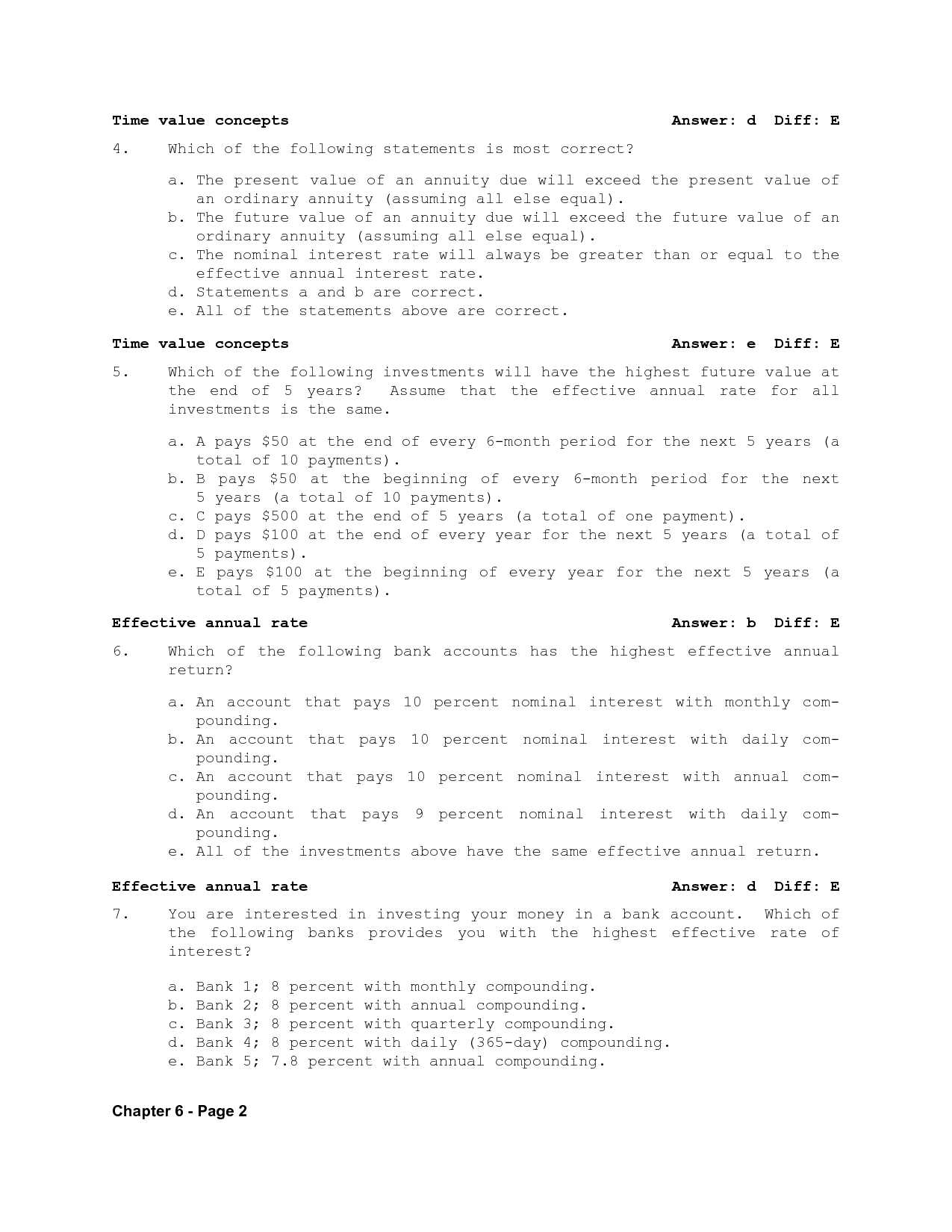 time value of money exam questions and answers