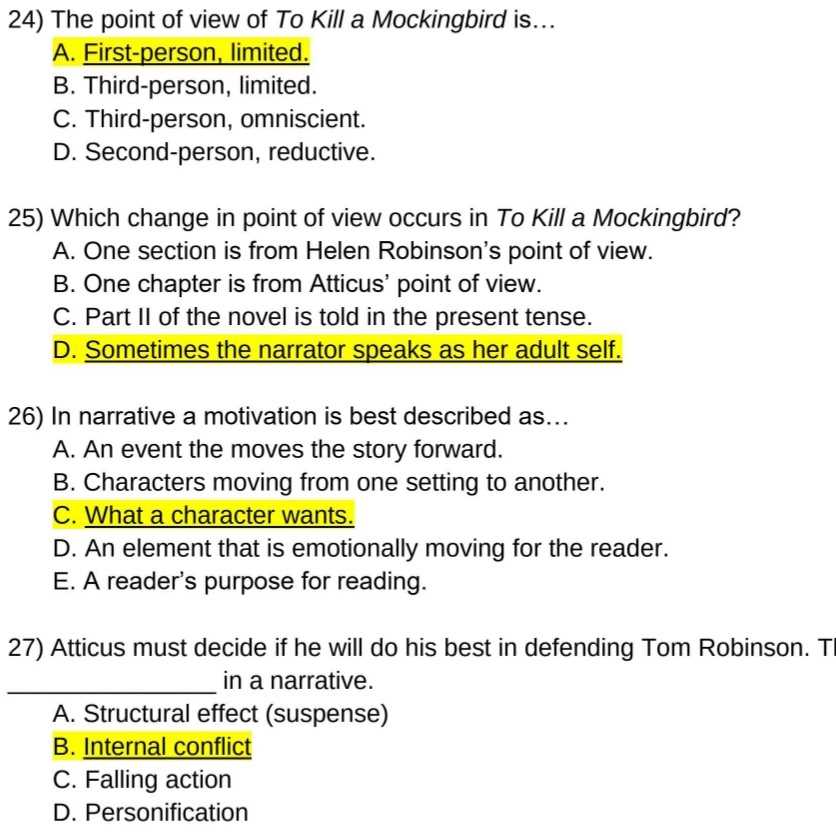 tkam test answers