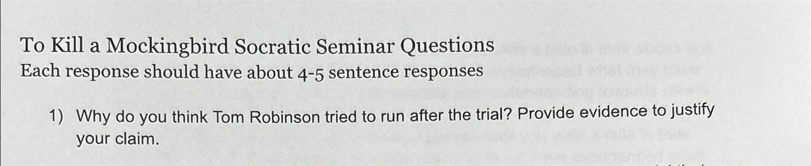 to kill a mockingbird socratic seminar questions and answers