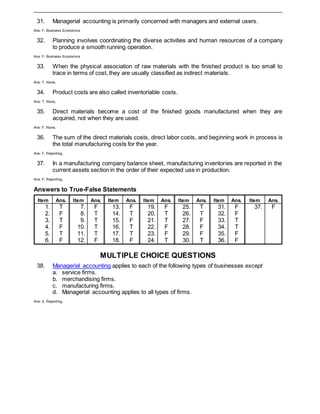 managerial accounting exam questions and answers