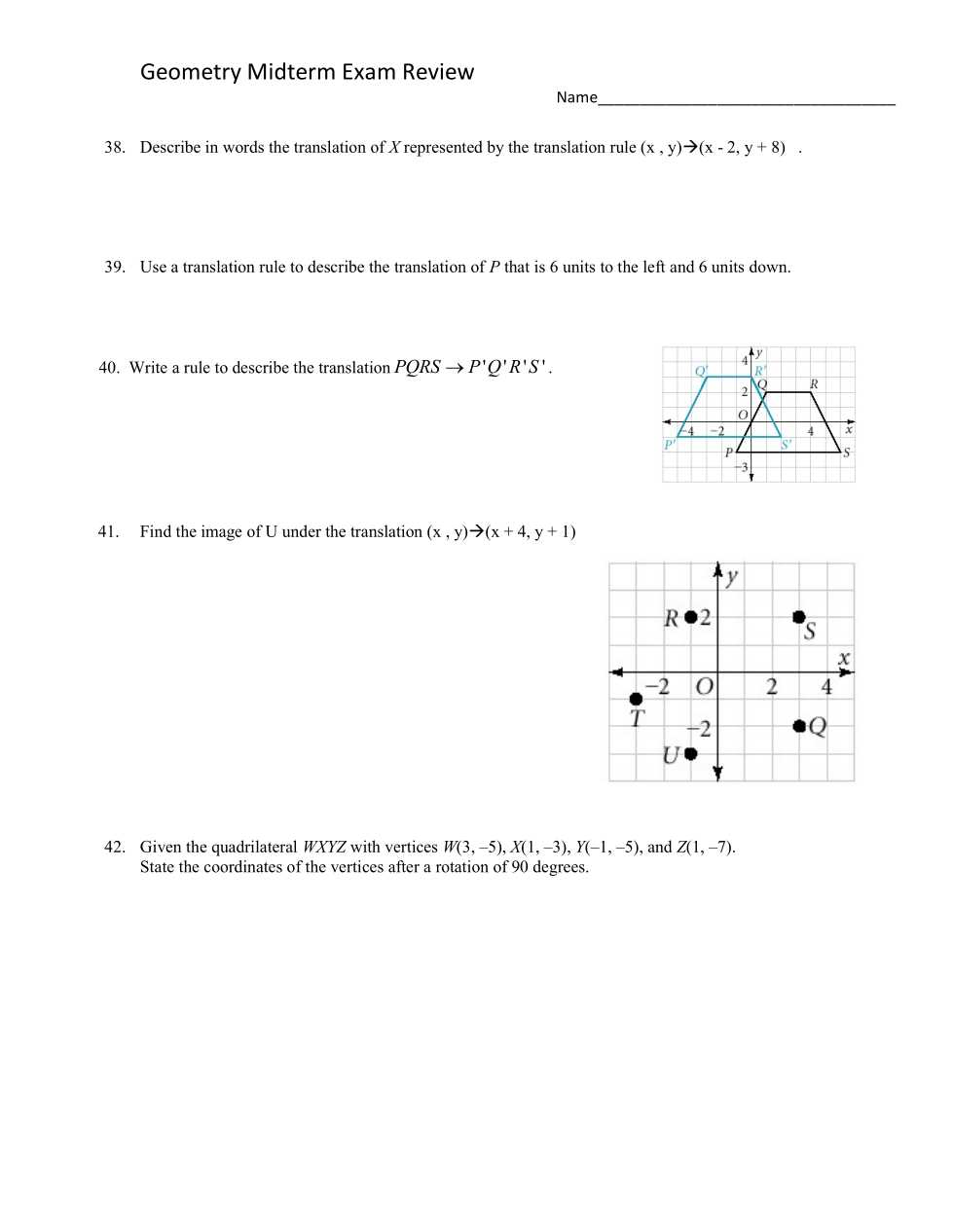 geometry midterm review answers