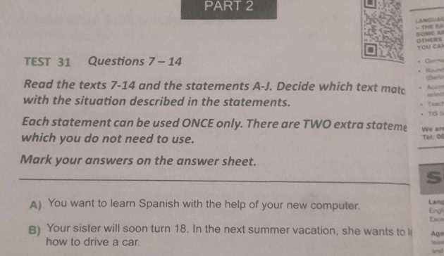 spanish 2 test answers