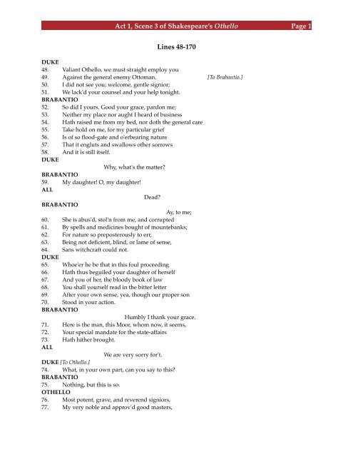 othello act 1 scene 3 questions and answers