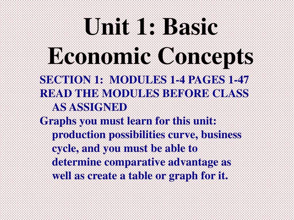 unit 1 fundamental economic concepts answers