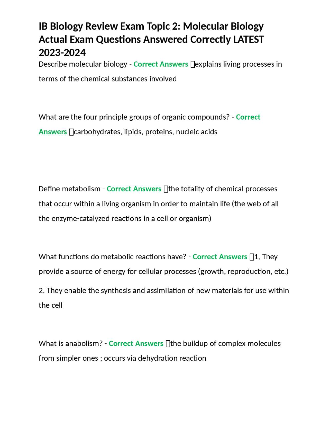 molecular biology exam questions and answers