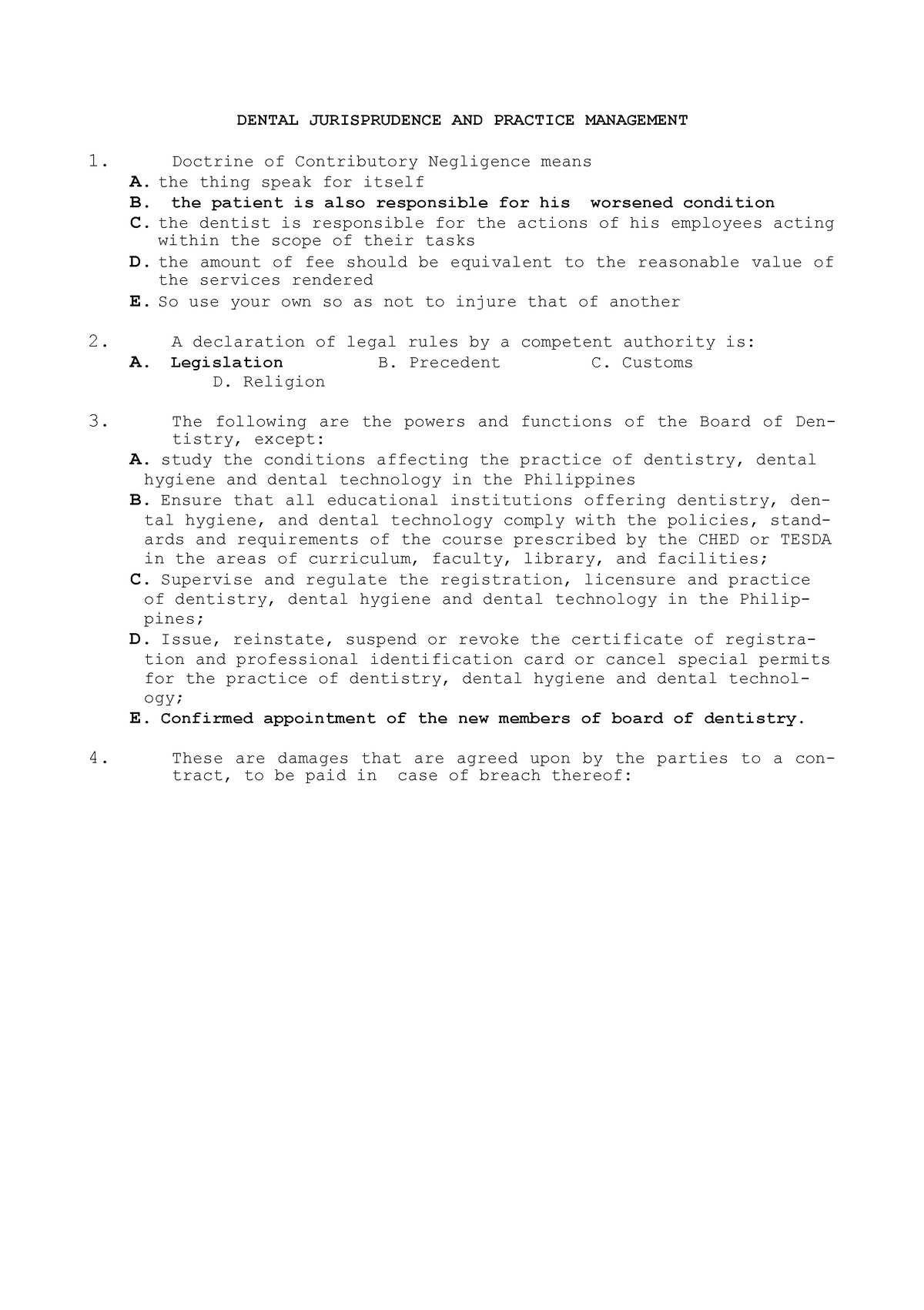 new mexico dental jurisprudence exam answers