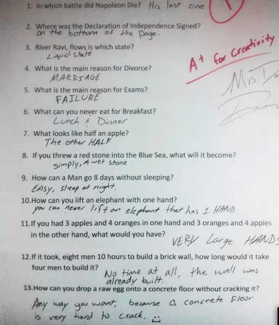 hilarious exam answers