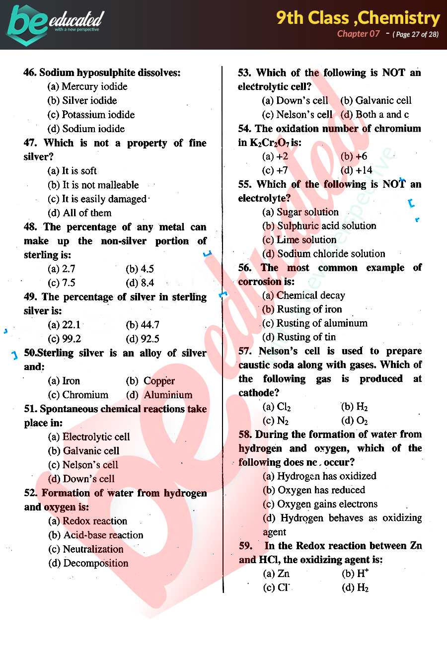 chapter 7 chemistry test answer key