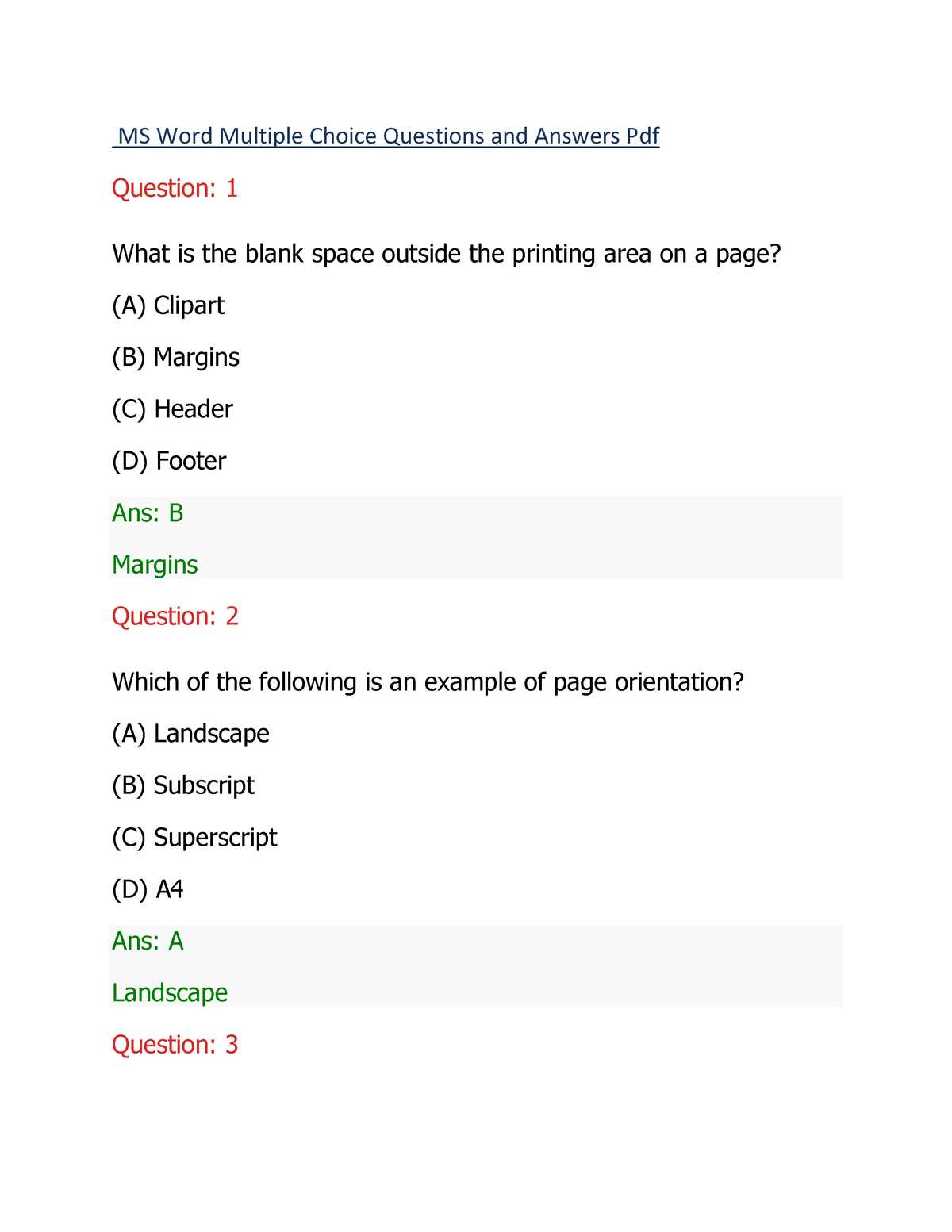 word module 2 exam answers