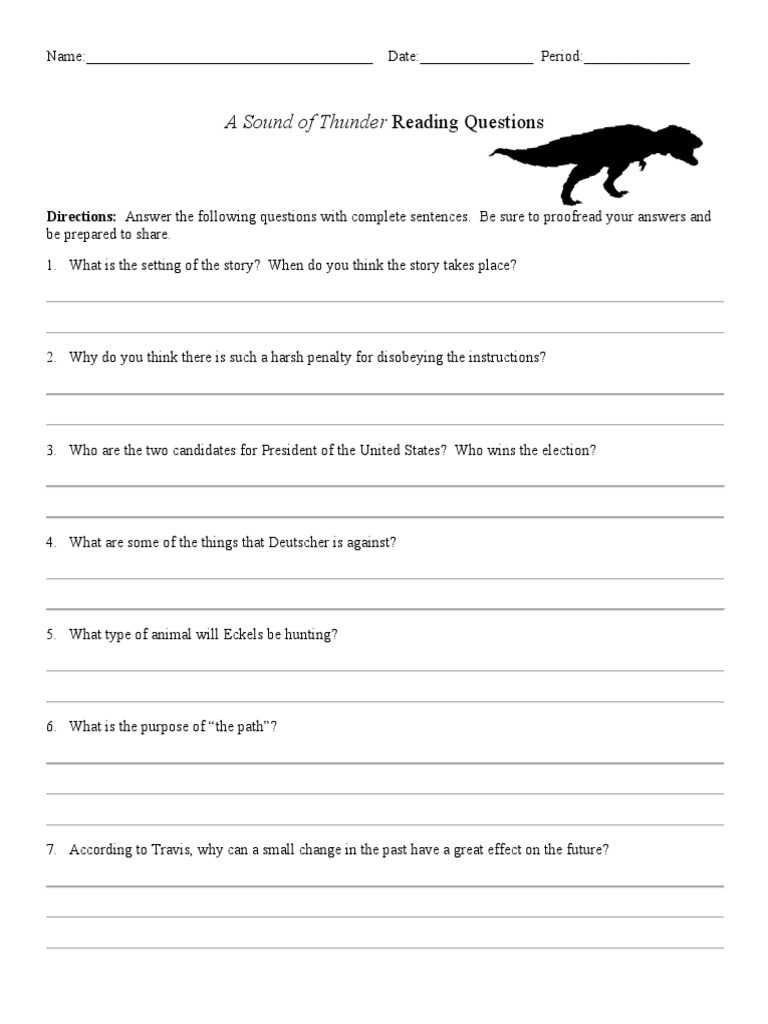 a sound of thunder worksheet answers