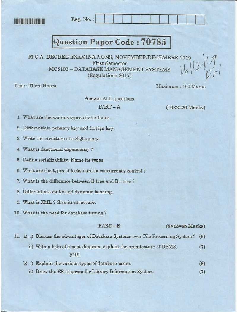 database management system exam questions and answers