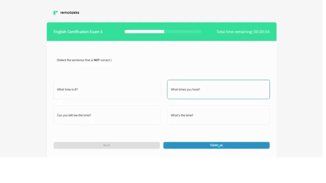 remotask english certification exam answers