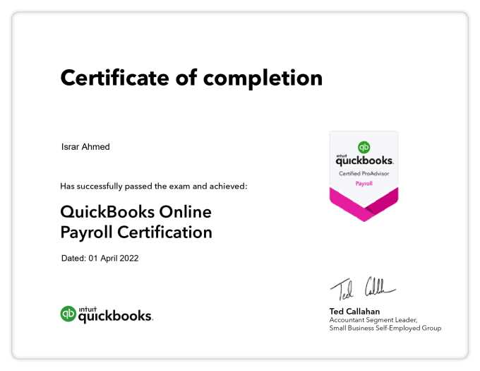 quickbooks online certification exam answers