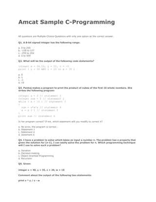 amcat exam questions and answers