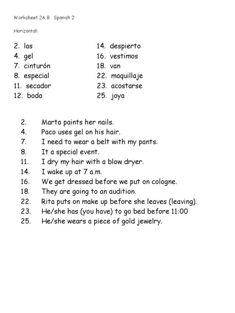 realidades 2 capitulo 4b crossword answers page 89