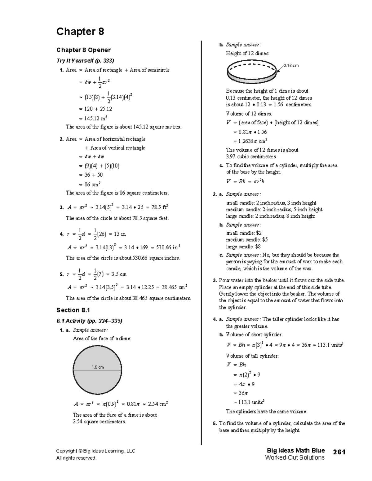 big ideas math blue grade 8 answer key