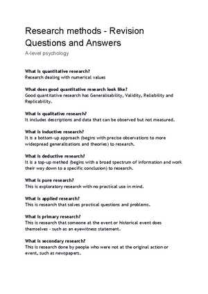 psychology research methods exam questions and answers