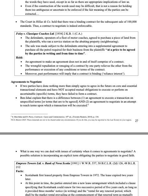 contract law exam answers