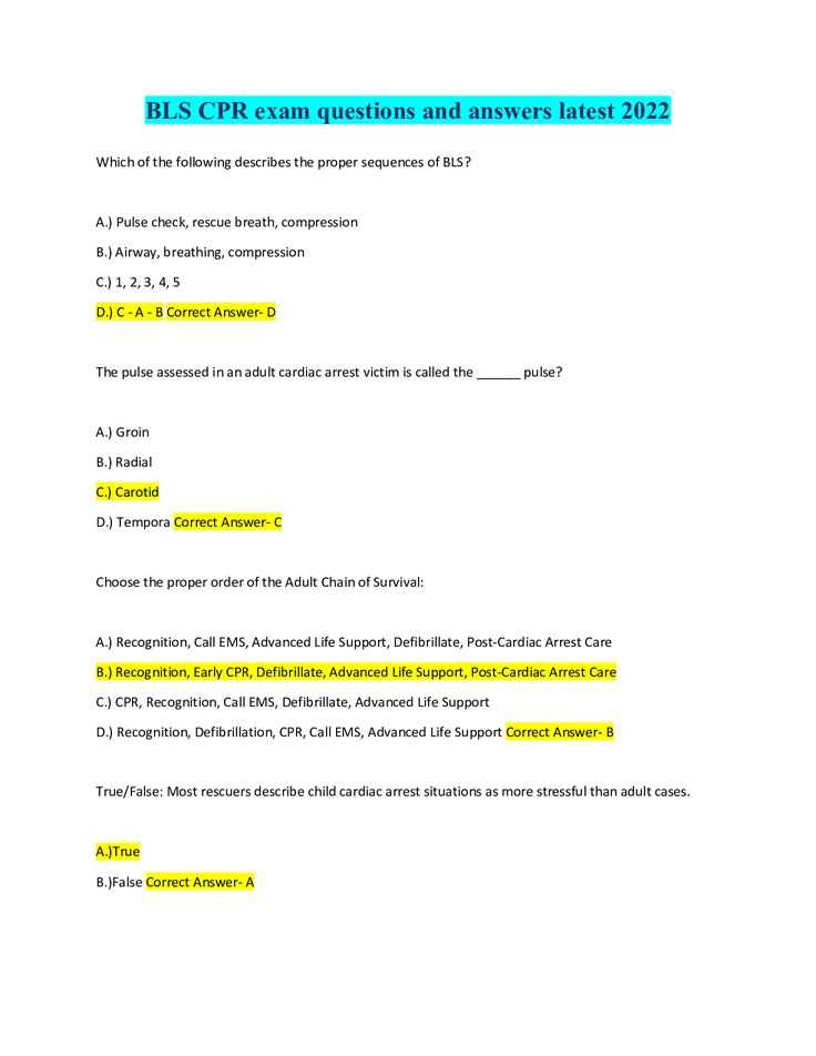 bls online test answers