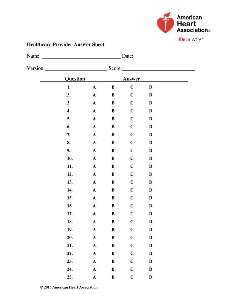 bls exam a answer key