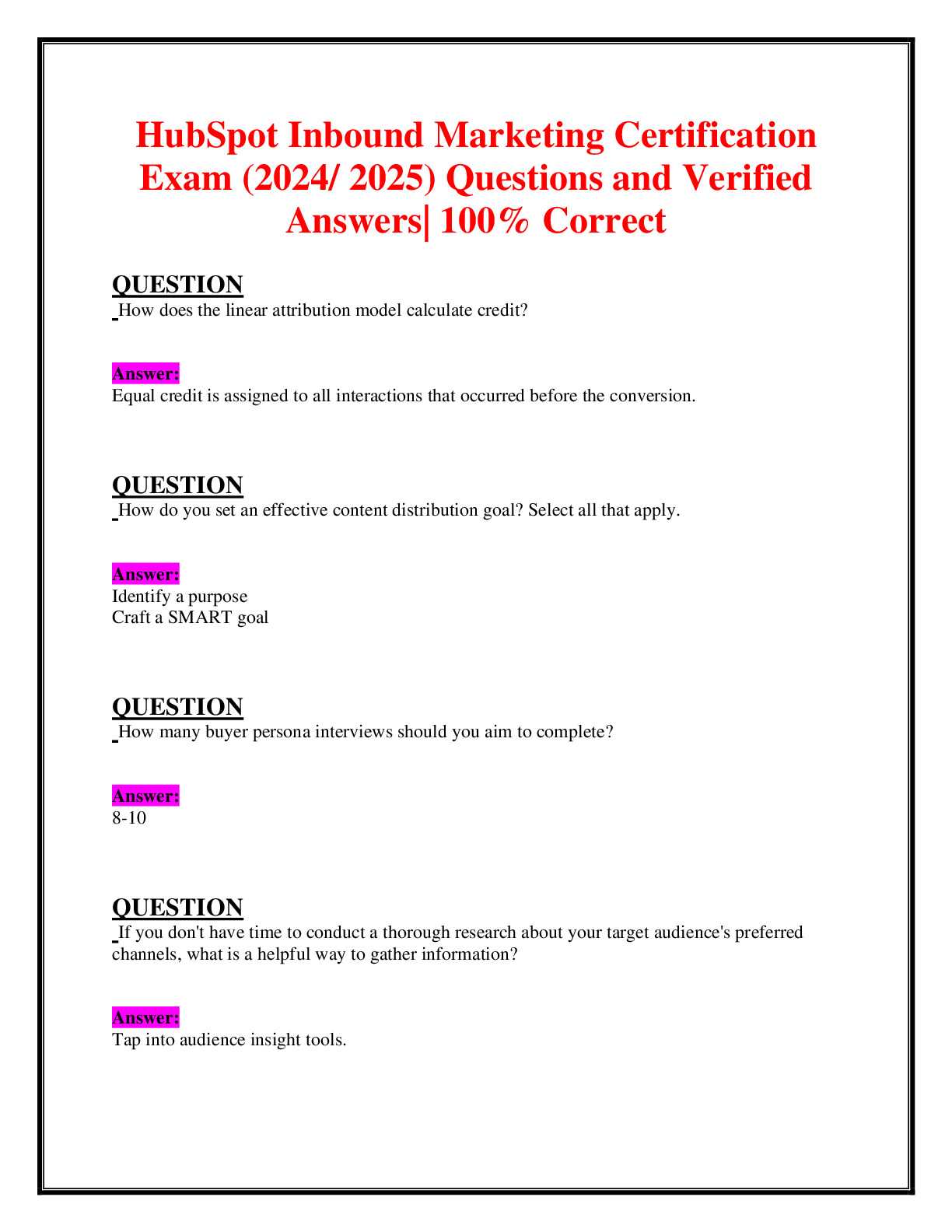 certification exam answers