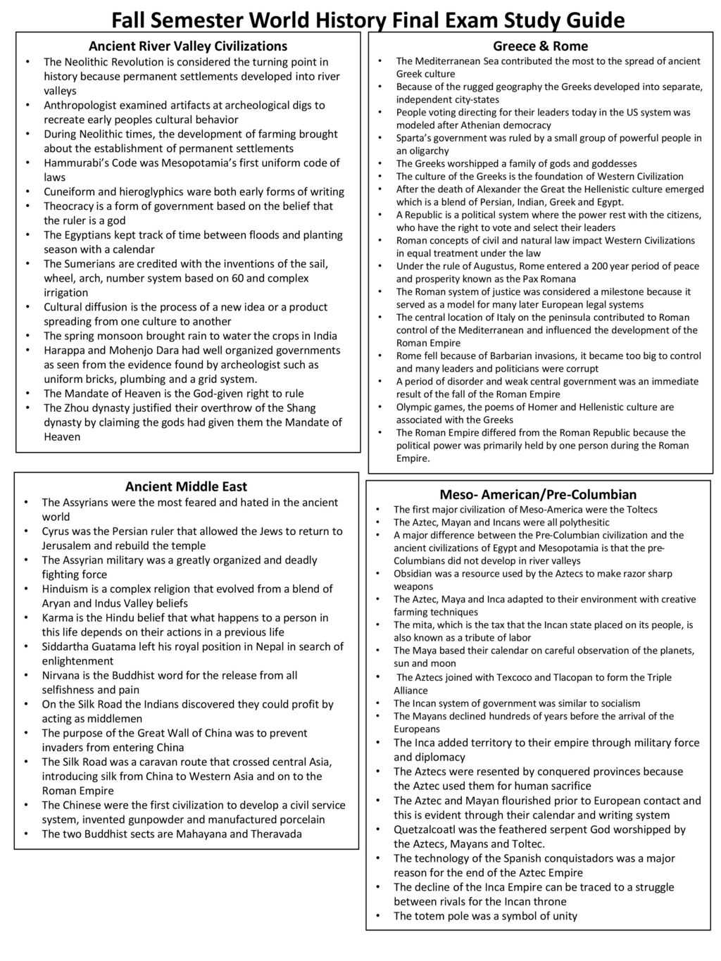 us history first semester exam review