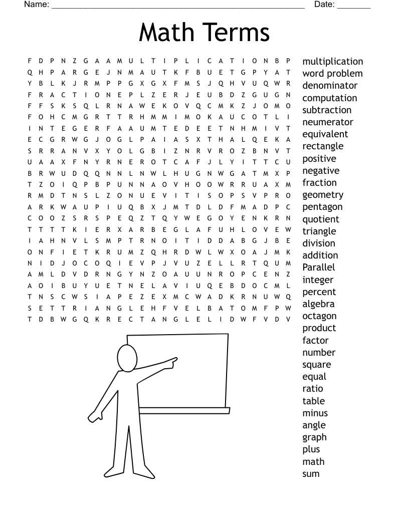 word search math terms answers