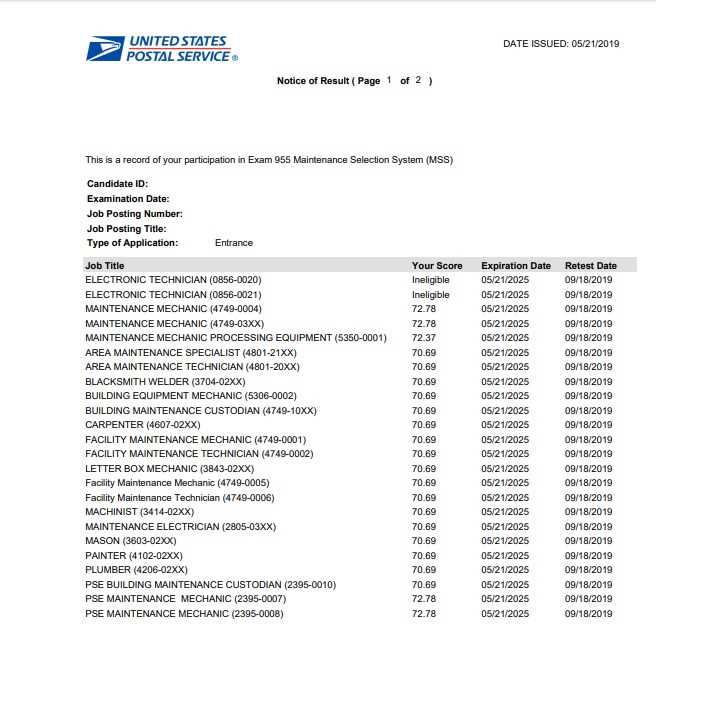 usps exam 473 passing score