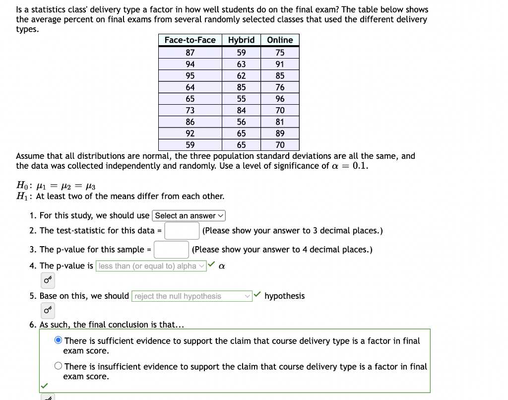 statistic final exam answers