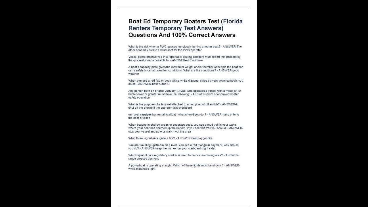 temporary boating certification exam answers florida