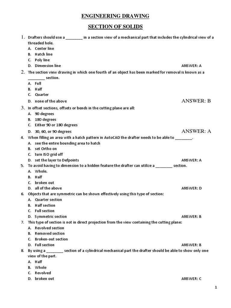 technical drawing exam questions and answers