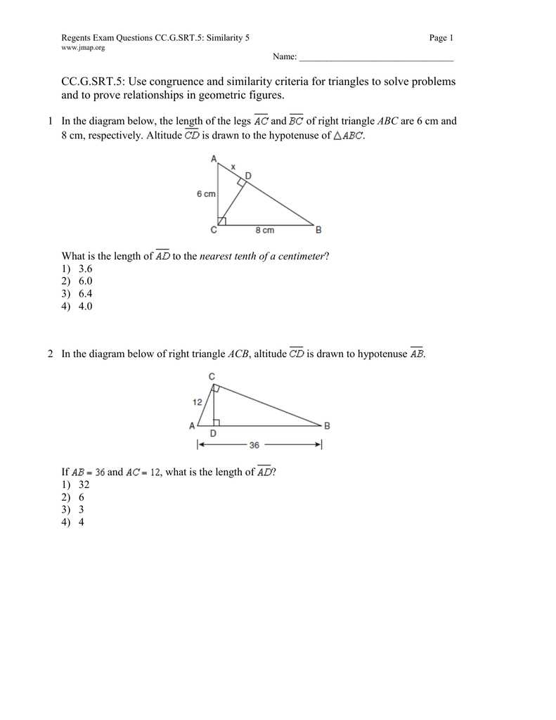 regents exam questions g.srt.b.5 similarity 1 answers