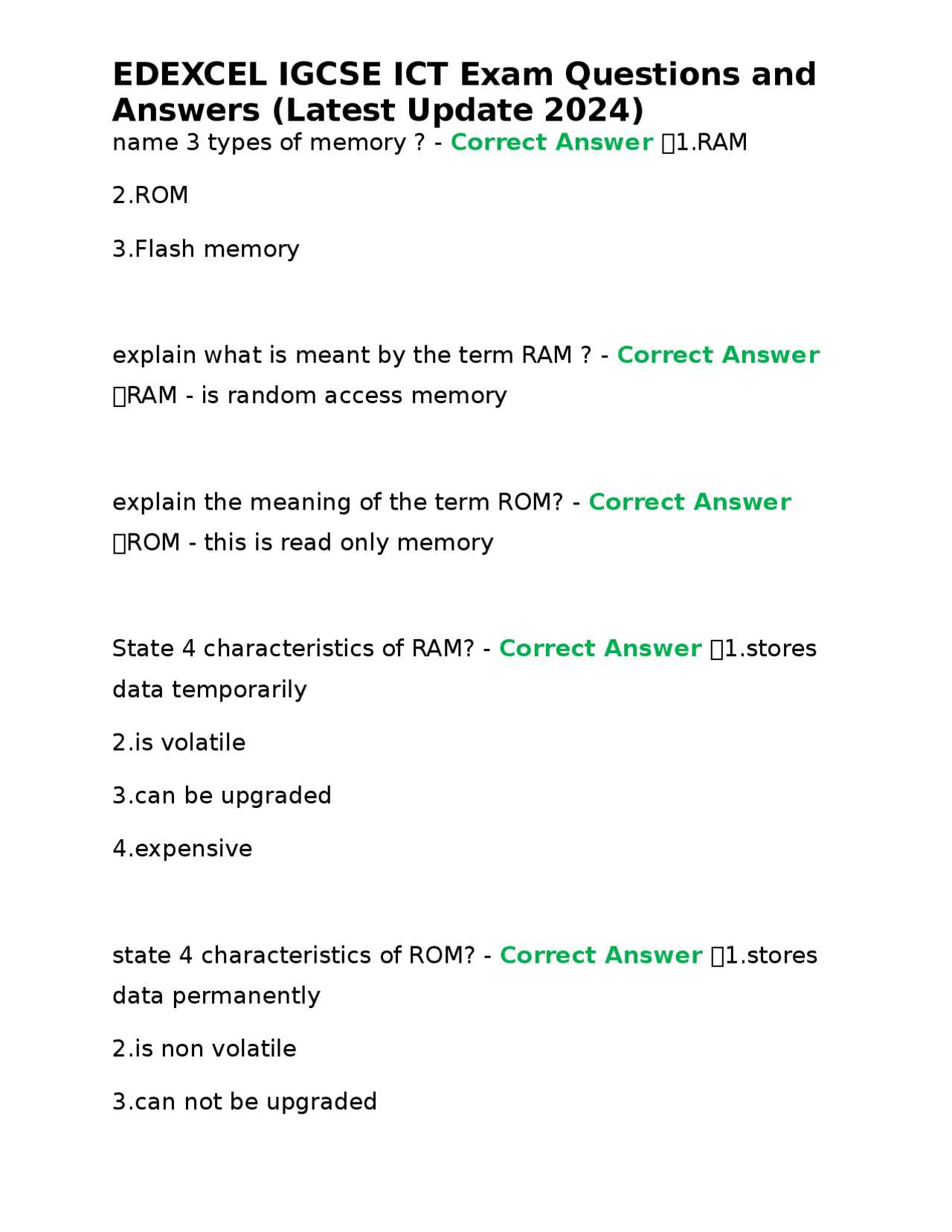 ict final exam answers