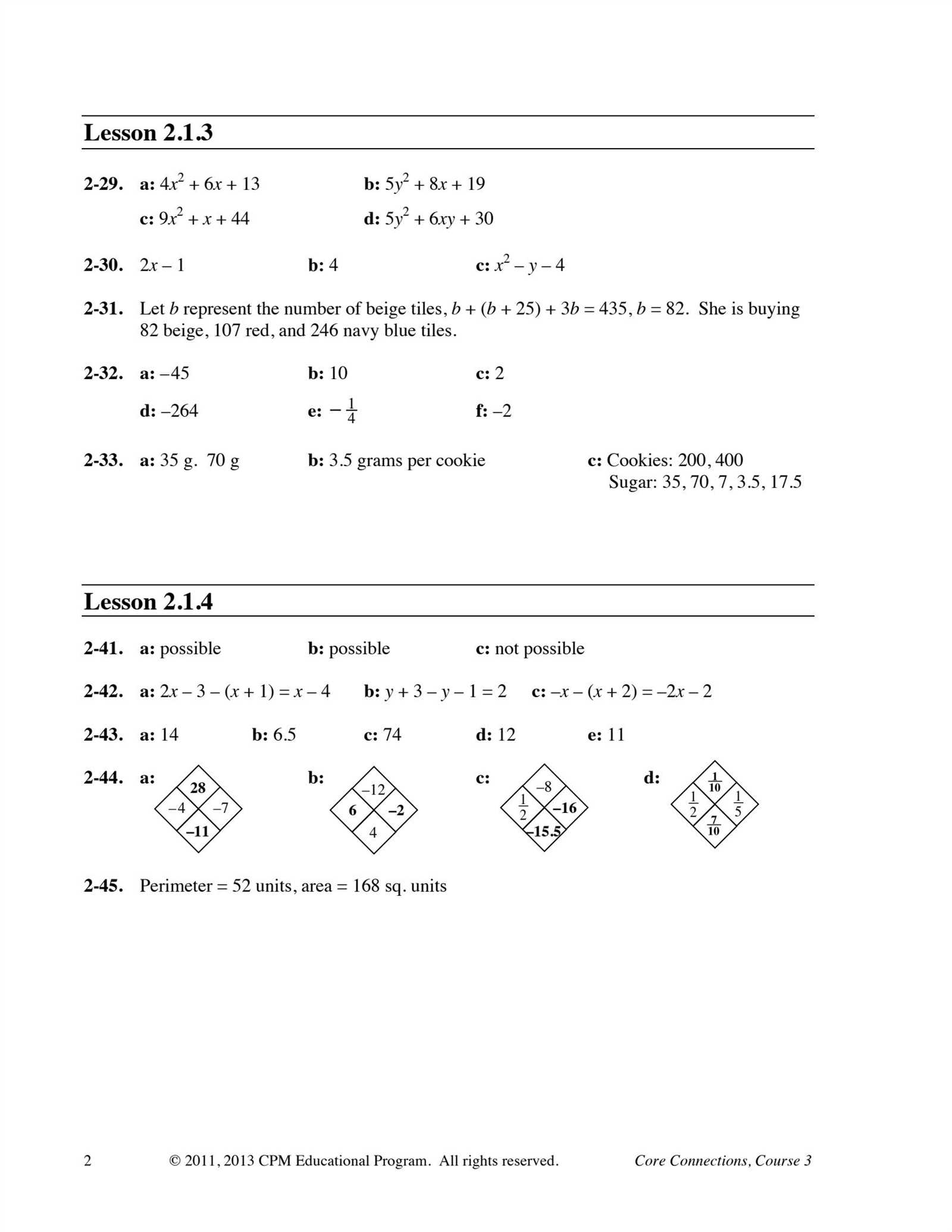 core connections course 3 chapter 9 answer key