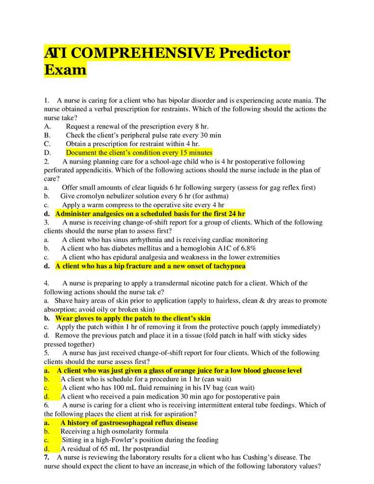 nursing exam preparation questions and answers