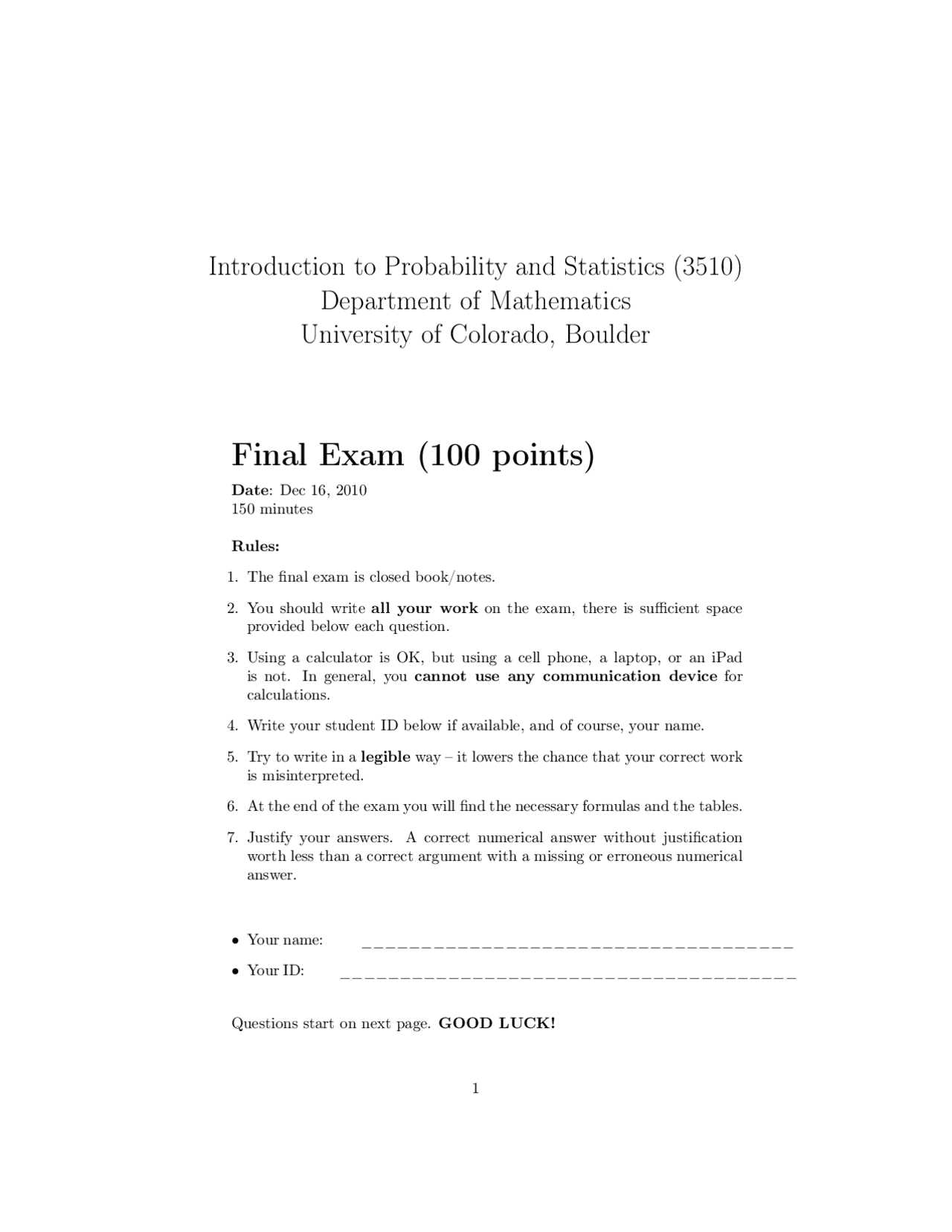 probability and statistics final exam answers