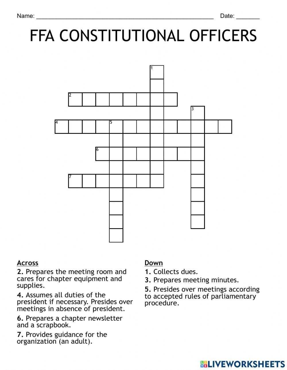 constitution crossword puzzle answer