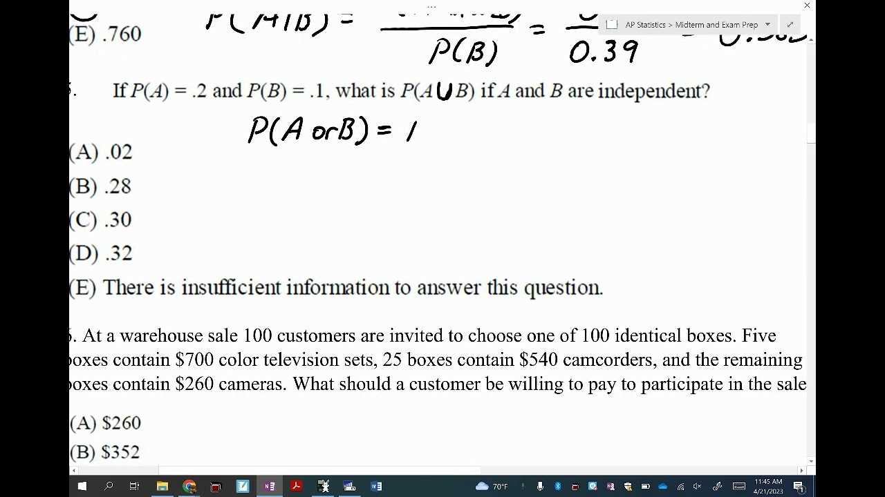 ap statistics chapter 4b test answers