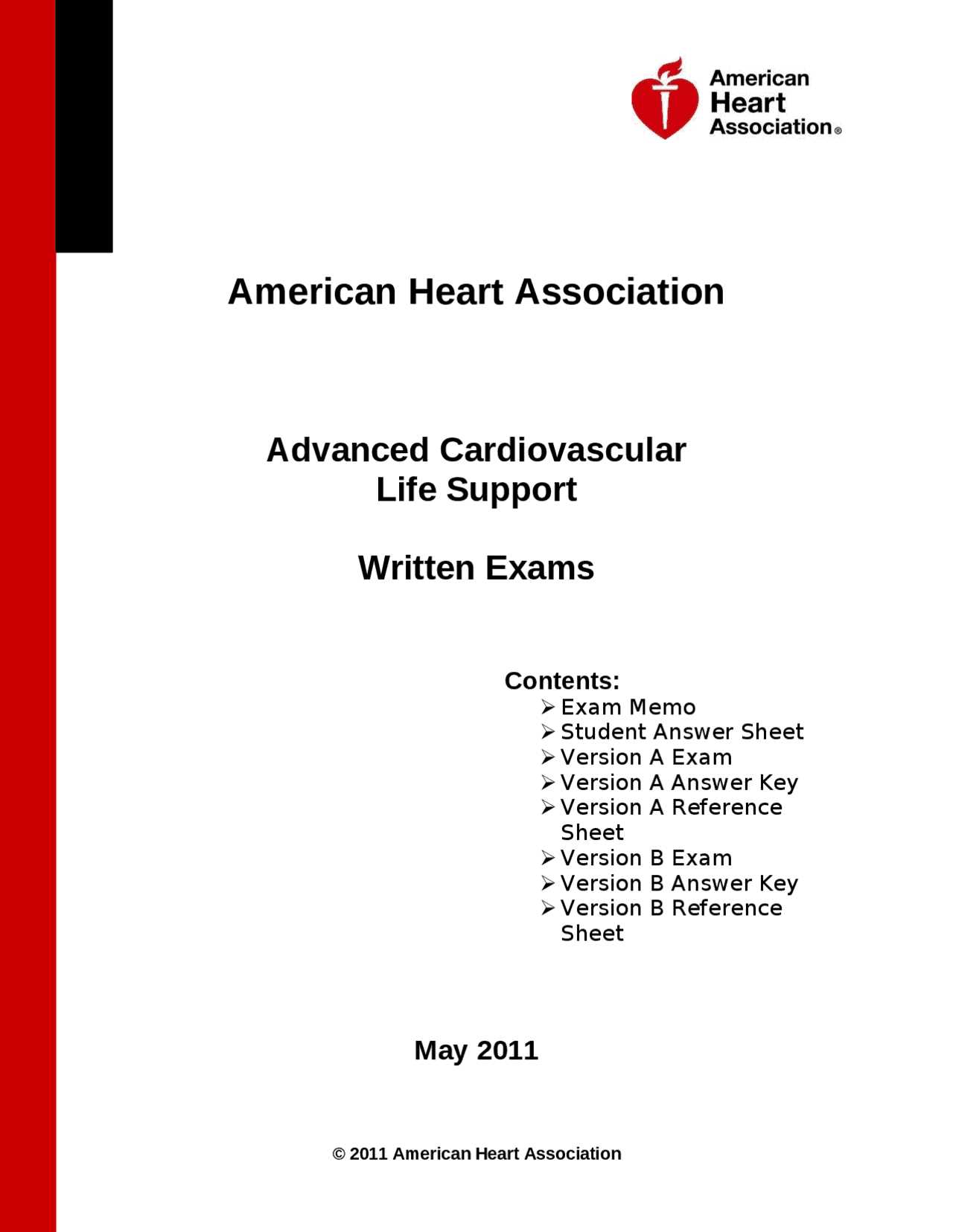 acls exam a answer key