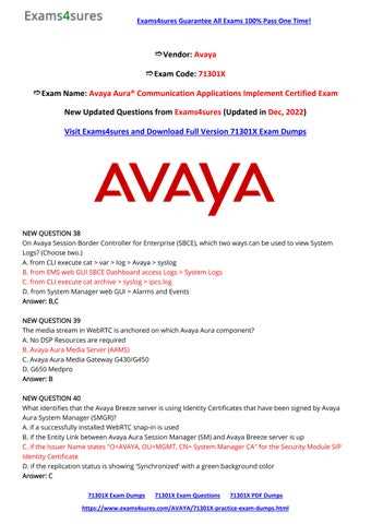 avaya exam questions and answers